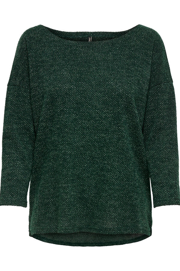 Springfield Round neck T-shirt with 3/4-length sleeves green