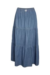 Noisy May Lightweight panelled long denim skirt blue