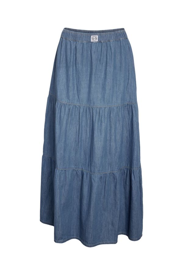 Noisy May Lightweight panelled long denim skirt blue