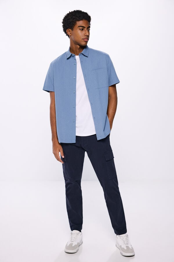 Springfield short sleeve seersucker shirt blue