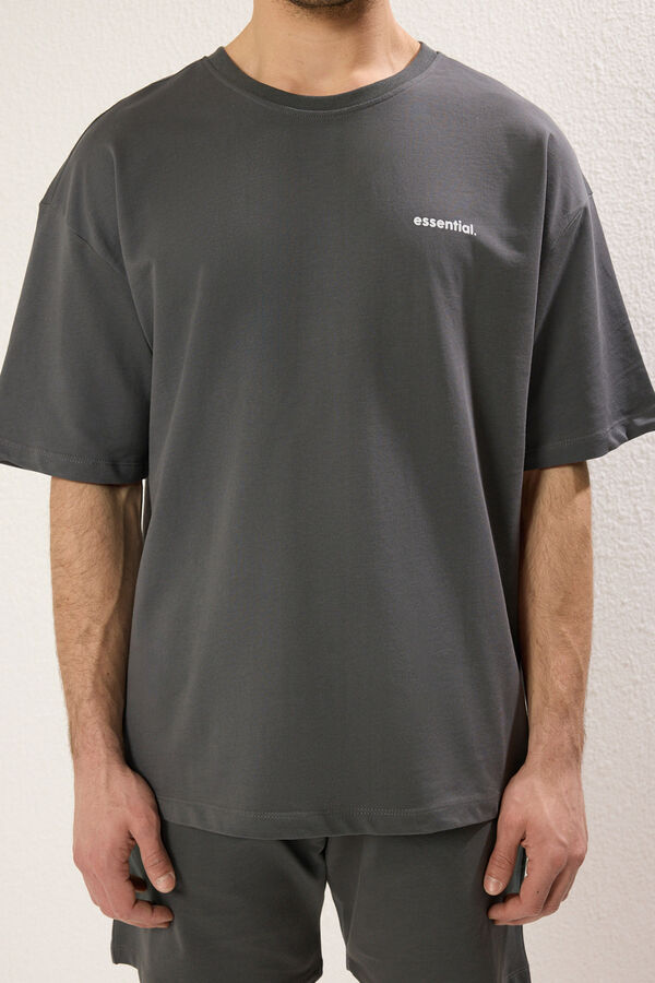 Trendyol Ch&aacute;ndal corto 100% algod&oacute;n gris