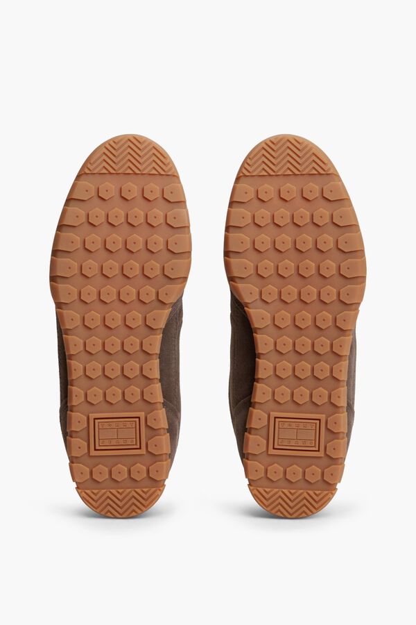 Tommy Jeans Leather sneakers with flag brown