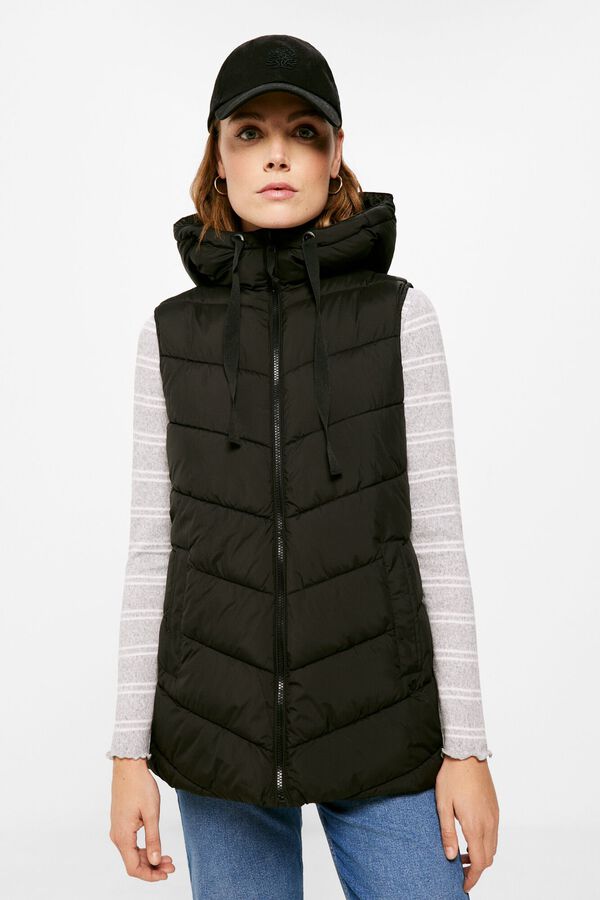 Springfield Recycled polyester long puffer gilet black