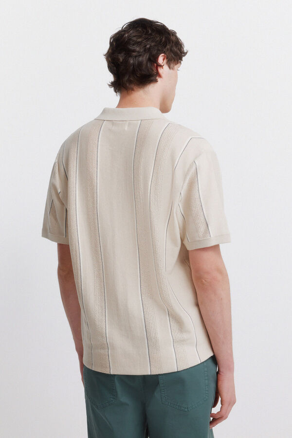 Springfield Striped structured polo shirt grey