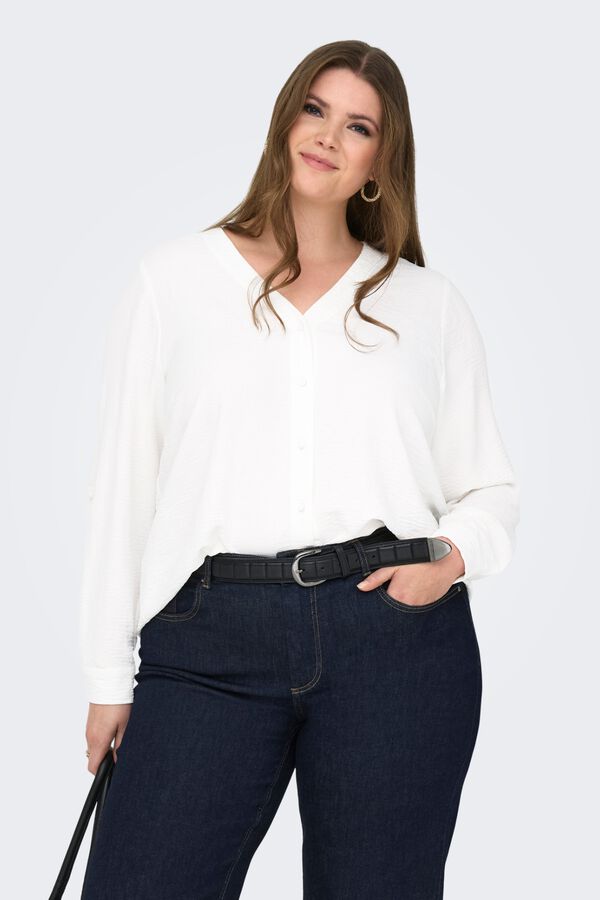 Only Carmakoma Camisa botonadura talla grande blanco