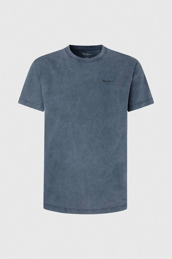 Springfield Cotton T-shirt with logo print tamno plava