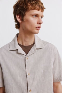Springfield Linen-look short sleeve bowling shirt