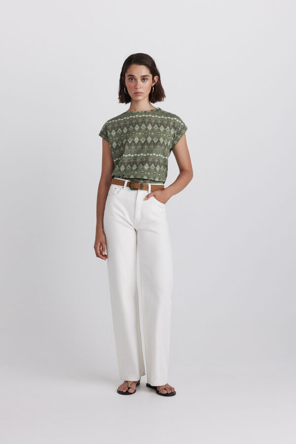 Springfield Printed shoulder button T-shirt printed