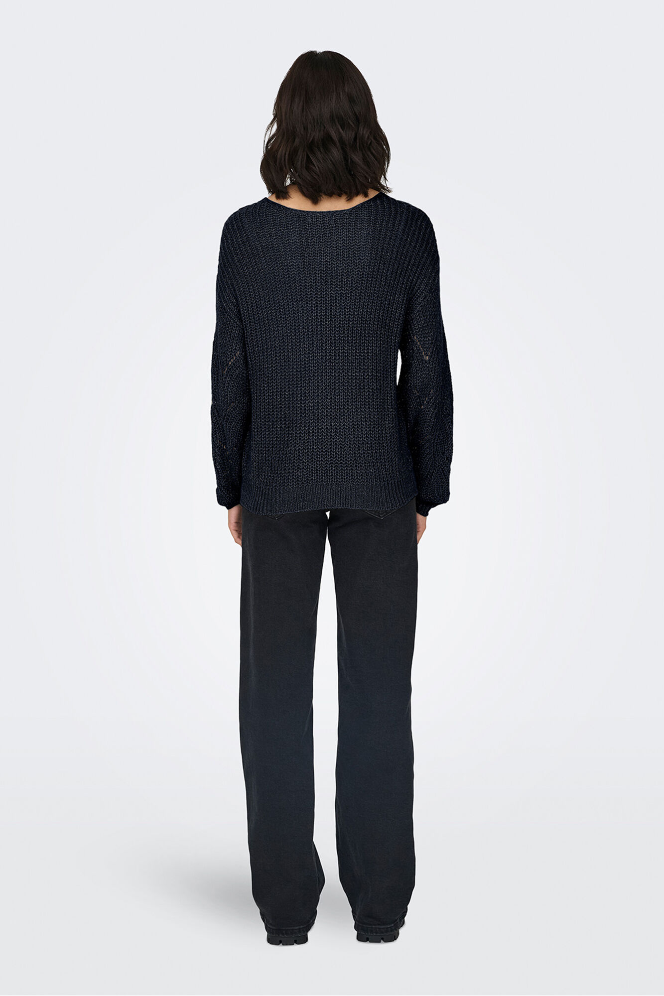 JDY Lurex- Pullover mit V-Ausschnitt, spitz zulaufend Ausschnitt