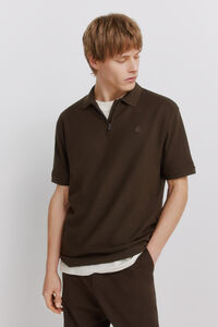 Springfield Piqu&eacute; zip regular fit polo shirt