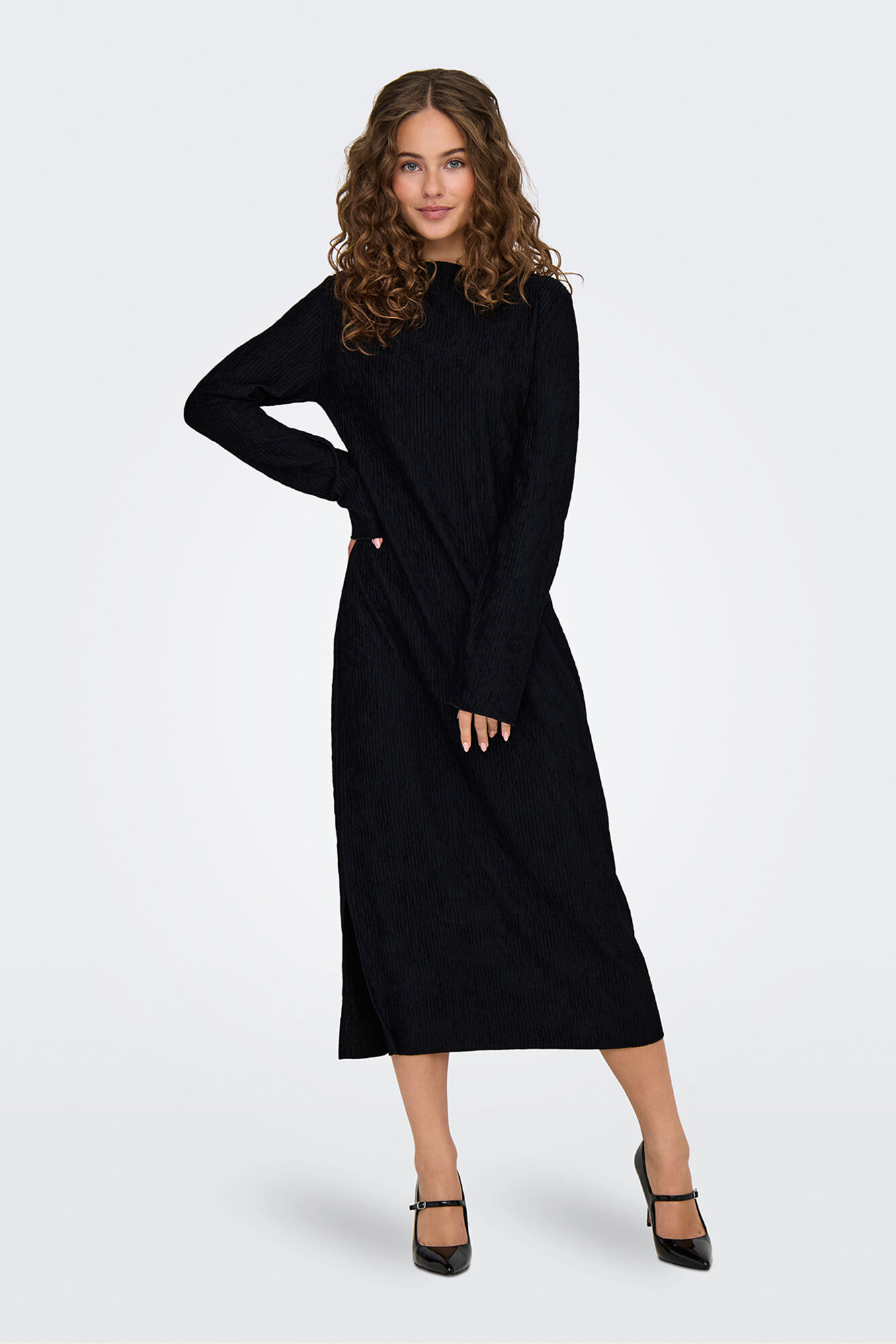 JDY Vestido midi manga larga