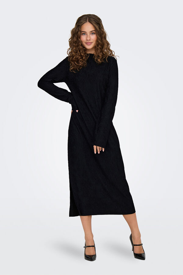 JDY Lang&auml;rmelig Midi-Kleid Schwarz