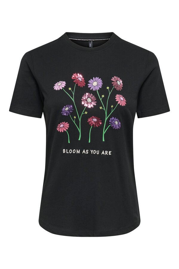 Only Camiseta estampado frontal negro