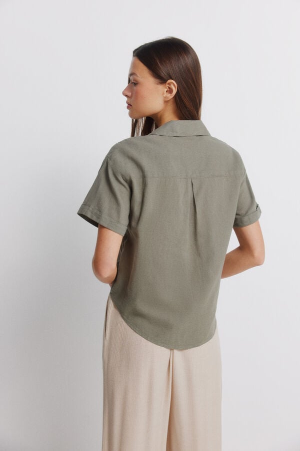 Springfield Linen short sleeve shirt beige