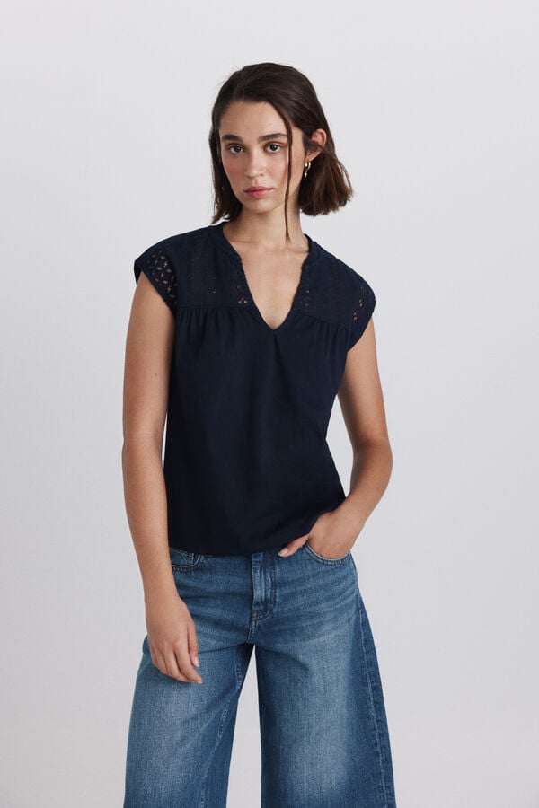 Springfield Swiss embroidered T-shirt blue