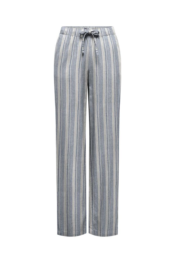 Only Cal&ccedil;a de linho &agrave;s riscas azul