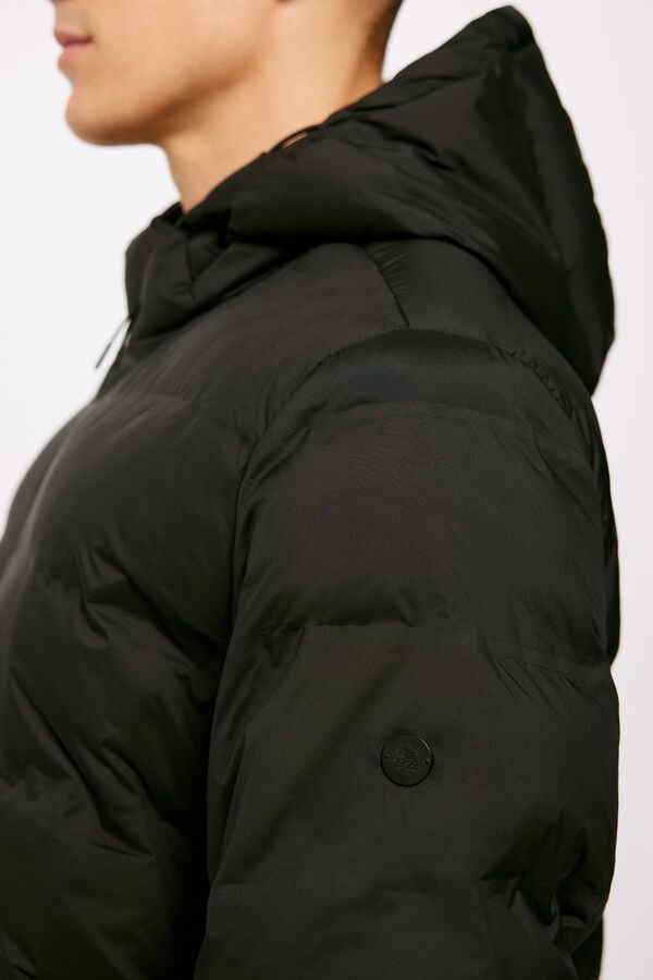 Springfield Quilted heat-sealed jacket with a hood black