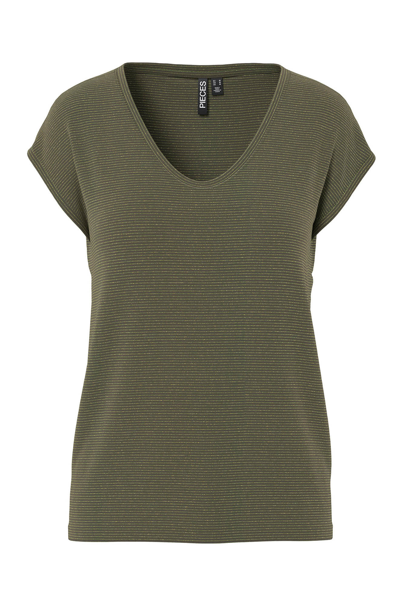 Pieces Lurex-T-Shirt mit V-Ausschnitt