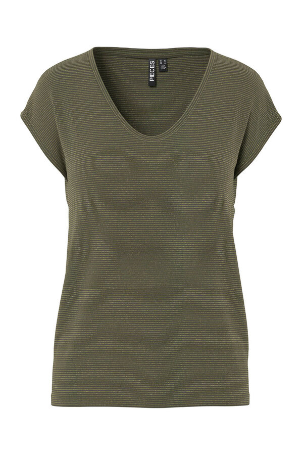 Pieces Lurex V T-shirt green