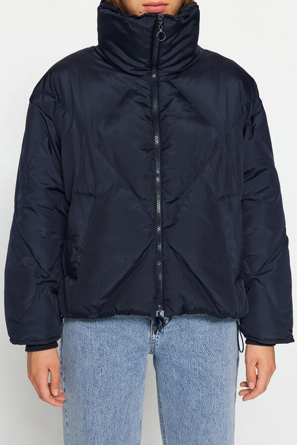 Trendyol Puffer coat with high neck blue