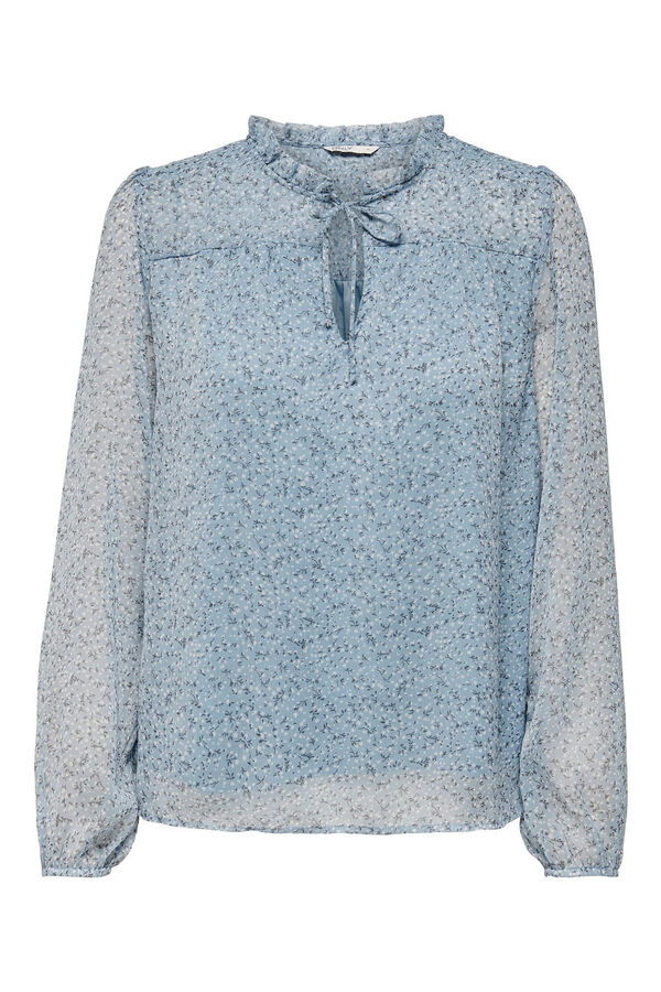Springfield Long-sleeved mock turtleneck blouse bleuté