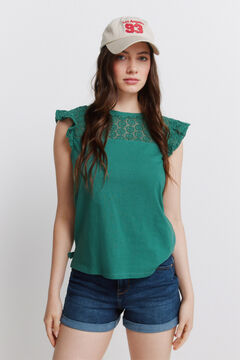 Springfield Embroidered Swiss ruffle T-shirt