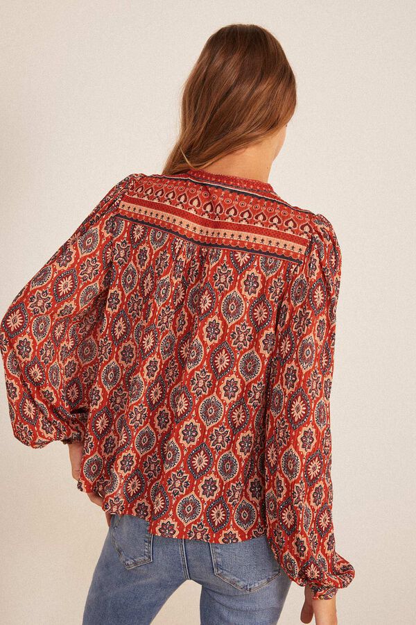 Springfield Mixed ethnic print blouse red