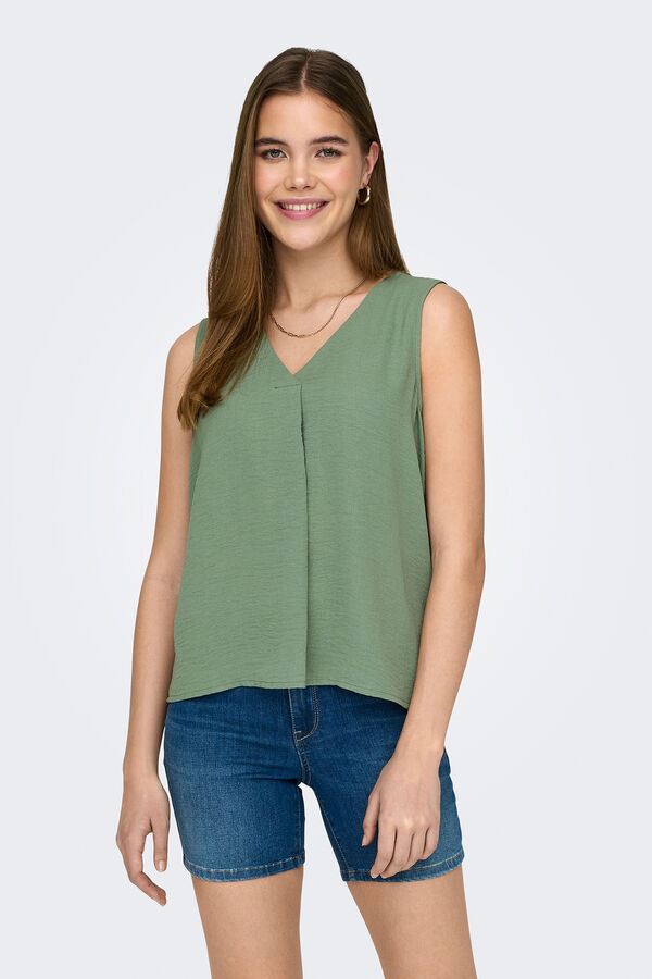 JDY sleeves blouse with front pleat green