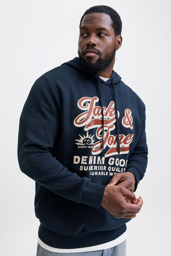 Jack & Jones PLUS Sudadera con capucha b&aacute;sica azul