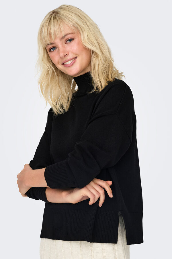 Only Jersey de punto con cuello subido negro