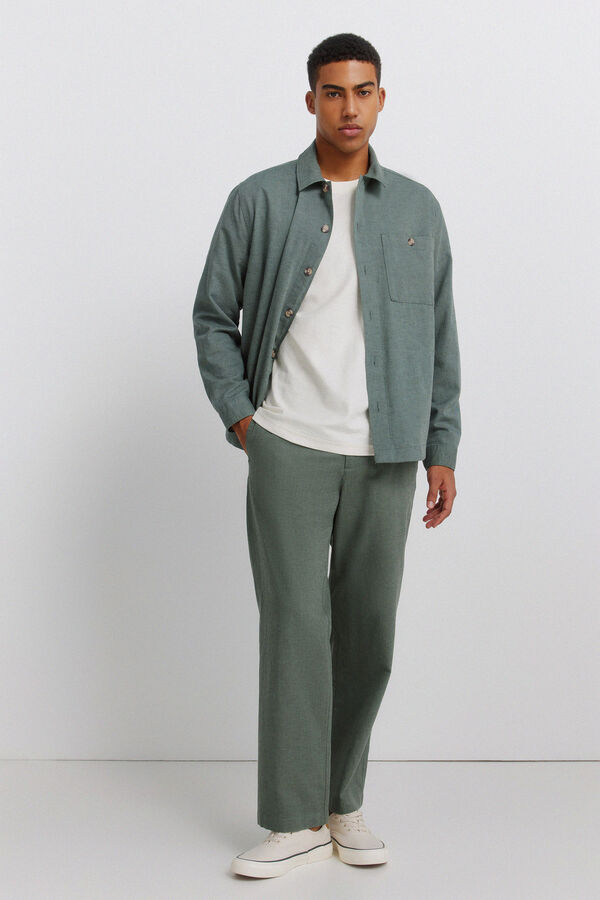 Springfield Linen overshirt with pocket beige