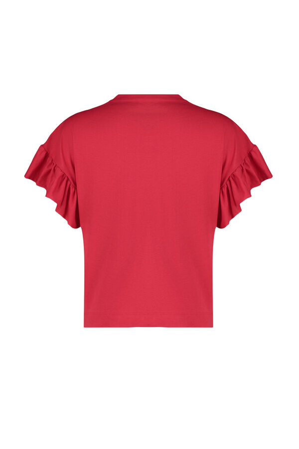 Trendyol Camiseta manga corta con volantes rojo