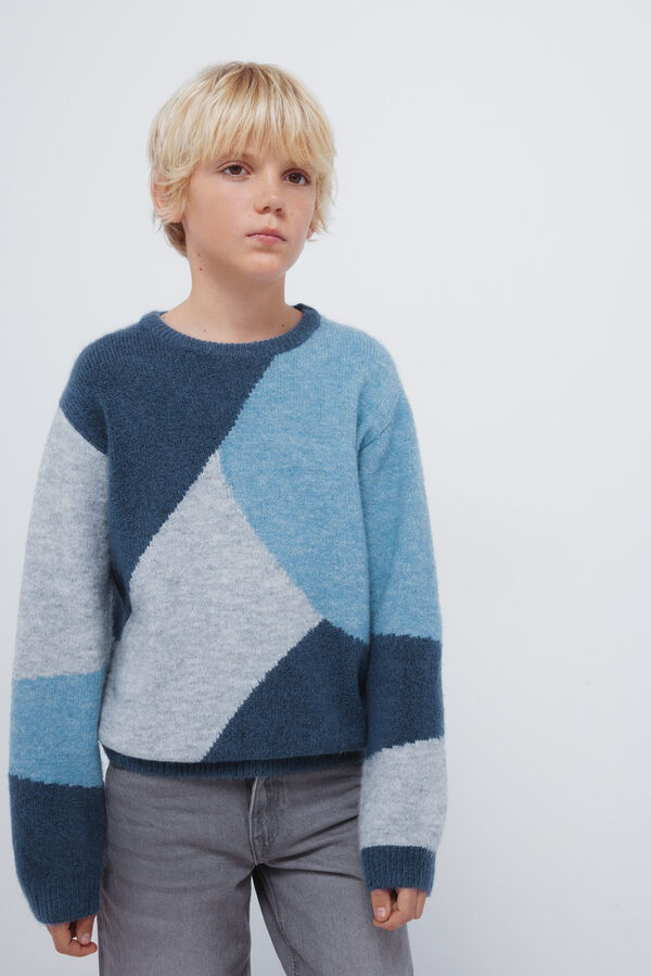 Springfield Kids Camisola com figuras geométricas para meninos azul