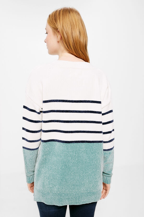 Springfield Chenille jumper with colour block stripes navy mix