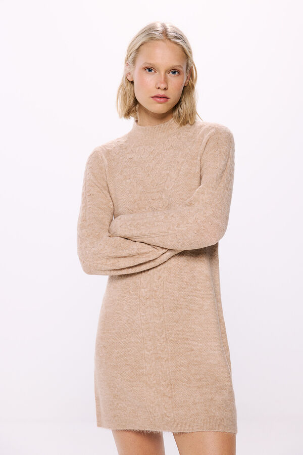 Springfield Short jersey-knit knit dress brown