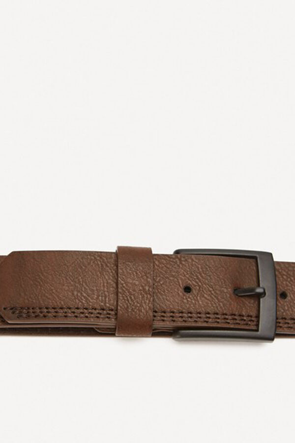 Springfield Faux leather belt with stitching smeđa