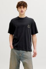 Jack & Jones T-shirt loose em algod&atilde;o preto
