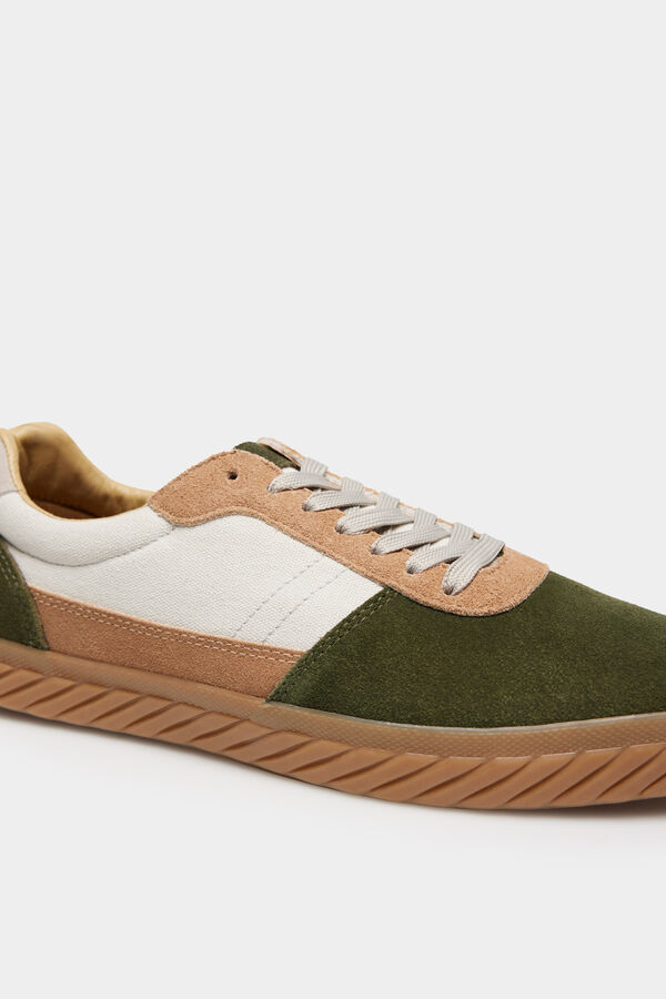 Springfield Chaussures de sport cuir fendu vert foncé