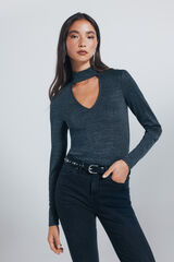 Springfield Lurex choker neck top grey