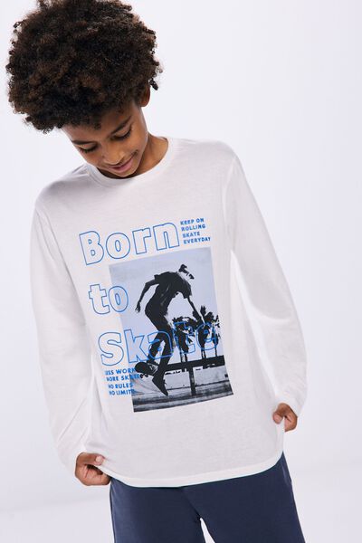 Springfield Camiseta masculina "Born to Skate" cru