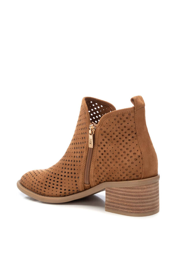 XTI Perforated Faux Suede Heeled Ankle Boot mink