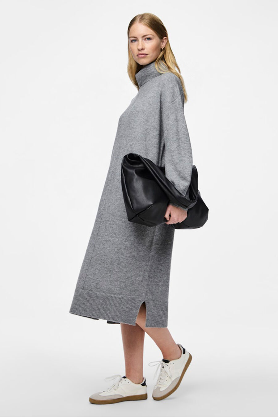 Vestido punto midi cuello alto