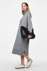 Pieces Vestido midi de malha com gola alta cinzento