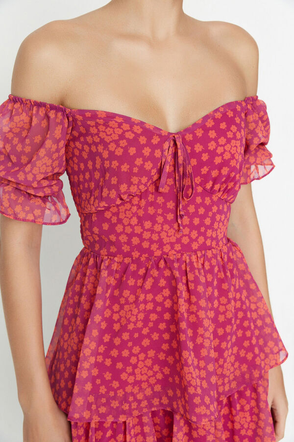 Trendyol Vestido mini con escote rosa