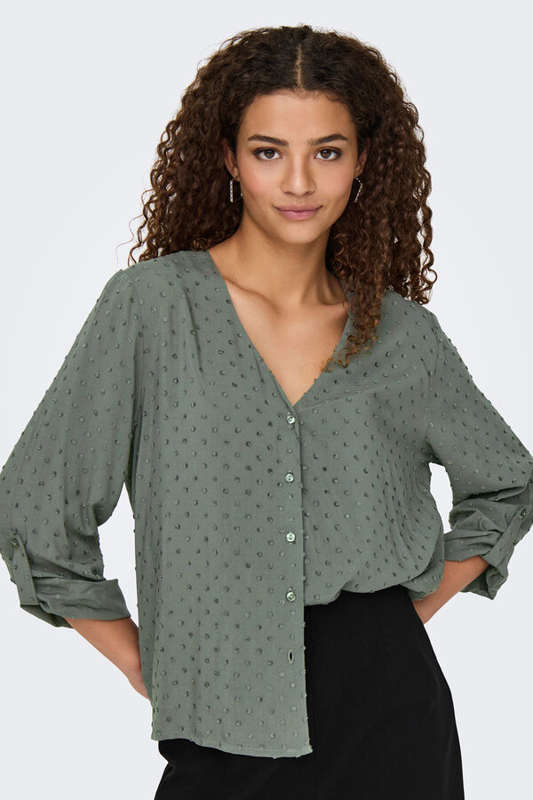 JDY Plumetis long sleeve blouse grey