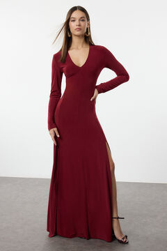 Trendyol Vestido longo com decote em V estampado