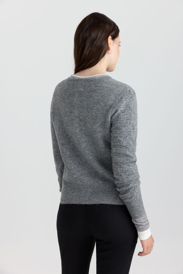 Springfield Openwork knit button jumper grey