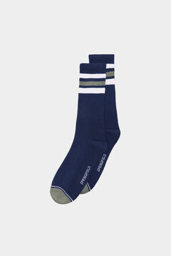 Springfield Striped ribbed socks blue
