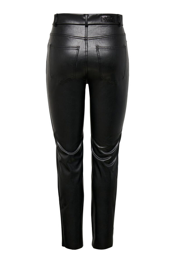 Springfield Faux leather high rise trousers black