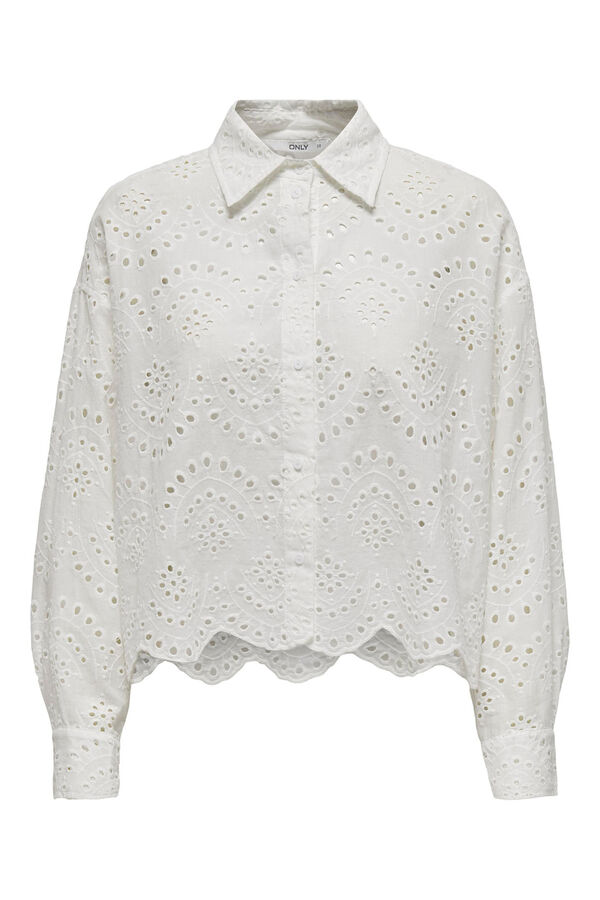 Springfield Long-sleeved shirt with broderie anglaise. white